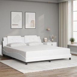 Cadru de pat cu tablie, alb, 180x200 cm, piele ecologica GartenMobel Dekor