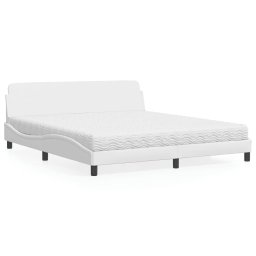 Pat cu saltea, alb, 180x200 cm, piele ecologica GartenMobel Dekor