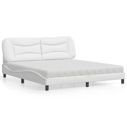 Pat cu saltea, alb, 180x200 cm, piele ecologica GartenMobel Dekor