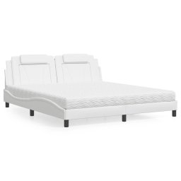 Pat cu saltea, alb, 180x200 cm, piele ecologica GartenMobel Dekor