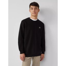 s.Oliver Bluza barbati, cu decolteu la baza gatului, logo, Negru (SELECTATI MARIMEA: L)