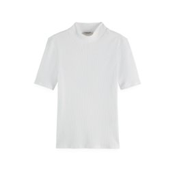 SCOTCH & SODA T-Shirt Core Mock Neck Rib U9A00751T 100 white