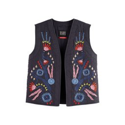 SCOTCH & SODA Sacou Embroidered Gilet U9G00797T 078 charcoal art