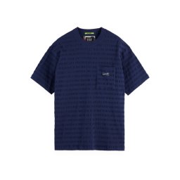 SCOTCH & SODA T-Shirt Relaxed-Fit Horizonal Textured 181569 401 peacoat