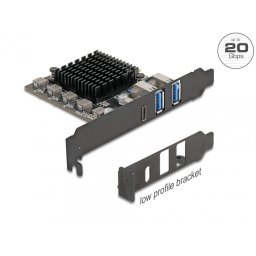 PCI Express 1 x USB Type C 20 Gbps + 2 x USB-A 10 Gbps - LPFF, Delock 90891