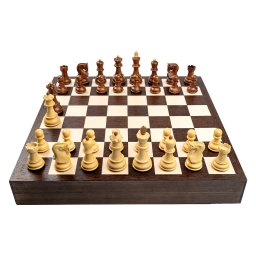 Set sah cu piese Staunton 5 Zagreb si Cutie cu tabla sah din lemn - wenge