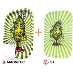 Best Buds Set Tava de rulat + Capac magnetic 3D si Grinder card Pizza