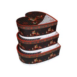 Cutii tip inima model craciun pentru aranjamente florale set 3 buc