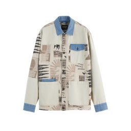 SCOTCH & SODA Geacă Printed & Washed Worker 181700 030 art dept collage white colourblock