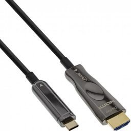 Cablu InLine Activ Optic AOC USB Type C la HDMI 4K60Hz T-T 50m Negru