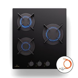 Klarstein Goldflame, plită cu gaz, 3 arzătoare din alamă, oțel inoxidabil (CP11-Goldfl-3-45cmBK)