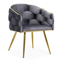 Scaun living gri din catifea cu aspect elegant BUC 251