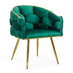 Scaun living verde din catifea cu piciorușe reglabile BUC 251