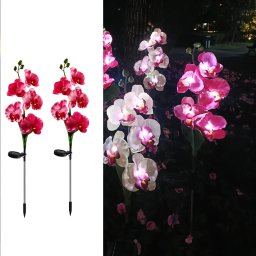 Set 2 x Lampi Solare Orhidee cu LED , Decor Romantic pentru Gradina, Tarus si Panou Solar