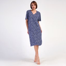 Camasa de Noapte din Bumbac 100% Vienetta Model 'Garbo' Lejeră & Imprimeu Floral