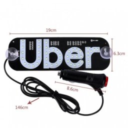 Placuta cu leduri UBER, culoare alb sau albastru, alimentare bricheta auto