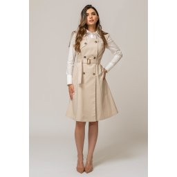 Rochie uni din tercot CAROL, Hermosa, bej