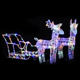 Decoratiune de Craciun reni si sanie 160 LED-uri 130 cm acril GartenMobel Dekor