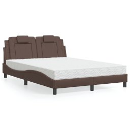 Pat cu saltea, maro, 140x190 cm, piele ecologica GartenMobel Dekor