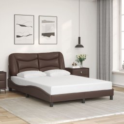 Cadru de pat cu tablie, maro, 140x190 cm, piele ecologica GartenMobel Dekor