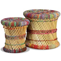 Taburete cu detalii Chindi, 2 buc., multicolor, bambus GartenMobel Dekor
