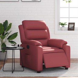 Fotoliu rabatabil electric, rosu vin, piele ecologica GartenMobel Dekor