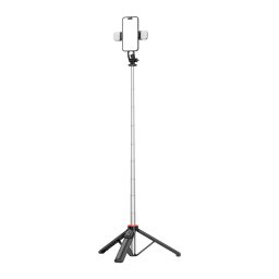 Selfie stick WC13YDS 1.3m cu trepied telescopic si lampa dubla, suport telefon, culoare negru