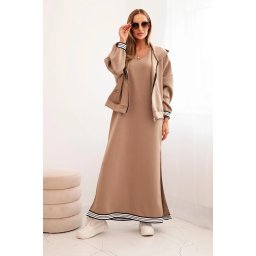 Kesi Włoski Women's set with viscose featuring a button-up blouse and a long dress fango