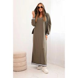 Kesi Włoski Women's set with viscose featuring a zip-up hoodie and a long dress khaki
