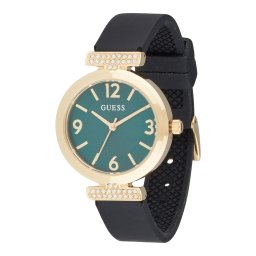 GUESS Ceas analogic auriu / verde smarald / transparent