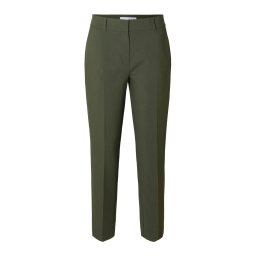 SELECTED Pantaloni cu dungă 'SLFRITA-RIA' verde închis