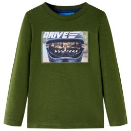 Tricou pentru copii cu maneci lungi, kaki închis, 104 GartenMobel Dekor