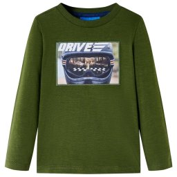 Tricou pentru copii cu maneci lungi, kaki închis, 128 GartenMobel Dekor