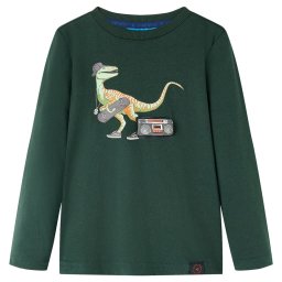 Tricou pentru copii cu maneci lungi verde închis 116 GartenMobel Dekor
