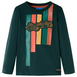 Tricou copii maneci lungi, verde închis, 104 GartenMobel Dekor