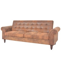Canapea extensibila cu cotiere/2 locuri, maro, velur artificial GartenMobel Dekor