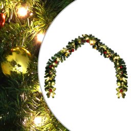 Ghirlanda de Craciun decorata cu globuri si lumini LED, 5 m GartenMobel Dekor
