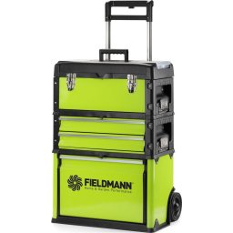 Suport organizator de scule FDN 4150, din trei parti, metal, roti incorporate, maner telescopic, dimensiuni 520 × 320 × 721 mm, Verde/Negru