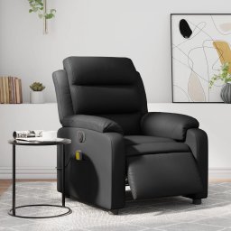 Fotoliu electric de masaj rabatabil, negru, piele ecologica GartenMobel Dekor