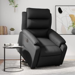 Fotoliu rabatabil electric cu ridicare, negru, piele ecologica GartenMobel Dekor