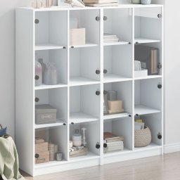 Biblioteca cu usi, alb, 136x37x142 cm, lemn prelucrat GartenMobel Dekor