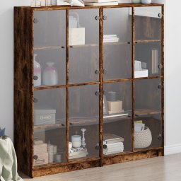 Biblioteca cu usi stejar fumuriu 136x37x142 cm lemn compozit GartenMobel Dekor