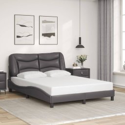 Cadru de pat cu tablie, gri, 140x190 cm, piele ecologica GartenMobel Dekor