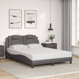 Cadru de pat cu tablie, gri, 140x190 cm, piele ecologica GartenMobel Dekor