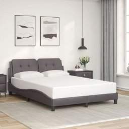 Cadru de pat cu tablie, gri, 140x190 cm, piele ecologica GartenMobel Dekor