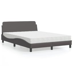 Pat cu saltea, gri, 140x190 cm, piele ecologica GartenMobel Dekor