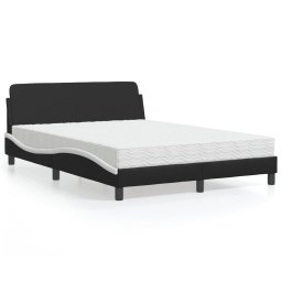 Pat cu saltea, negru si alb, 140x190 cm, piele ecologica GartenMobel Dekor