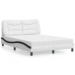 Pat cu saltea, alb si negru, 140x190 cm, piele ecologica GartenMobel Dekor