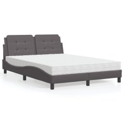 Pat cu saltea, gri, 140x190 cm, piele ecologica GartenMobel Dekor