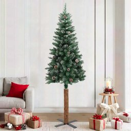 Pom Craciun artificial subtire, lemn si zapada, verde, 210 cm GartenMobel Dekor